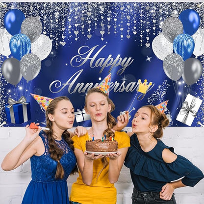 Avezano Happy Anniversary Banner Glitter Happy Anniversary Decorations - Image 4