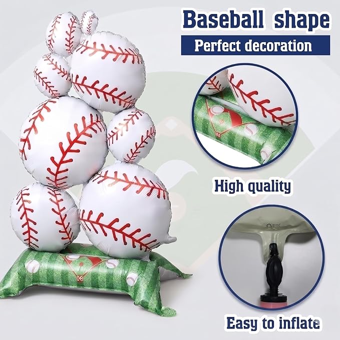 Giant 43-Inch Self-Standing Baseball Foil Balloons 2-Pack, Reusable 3D Mylar - Image 6
