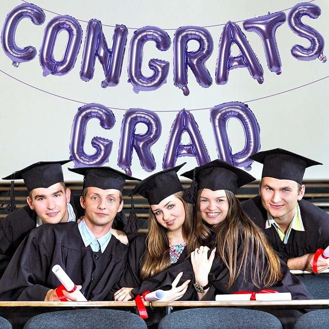 16 Inch Purple Congrats Grad Banner Balloons, Graduation Decorations 2026 - Image 4