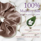 OLESILK Silk Scrunchies Oversized 100% Mulberry: Large for Long Thick Hair, Soft and Smooth for No Damage Hair Care Sleeping, Vintage Fashion