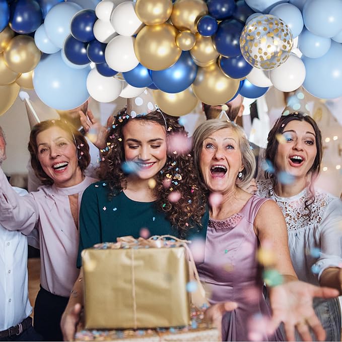 156Pcs Navy Blue Gold Balloons Garland Arch Kit Different Size | Royal Blue - Image 4