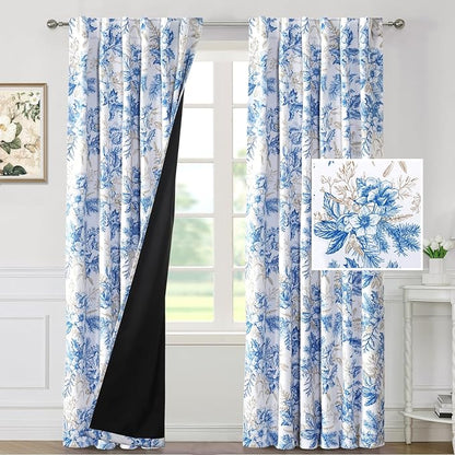 H.VERSAILTEX 100% Blackout Curtains 96 inch Length 2 Panels Set Vintage Floral - Image 2