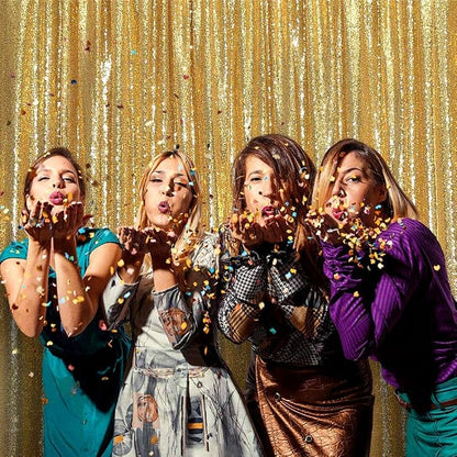 JYFLZQ Gold Sequin Backdrop Curtains 2ft x 8ft 2 Panel Glitter Photo Booth - Image 3
