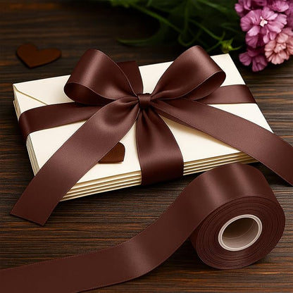1 1/2In 30Yards Brown Ribbon for Gift Wrapping Birthday Christmas Decor | Soft - Image 6
