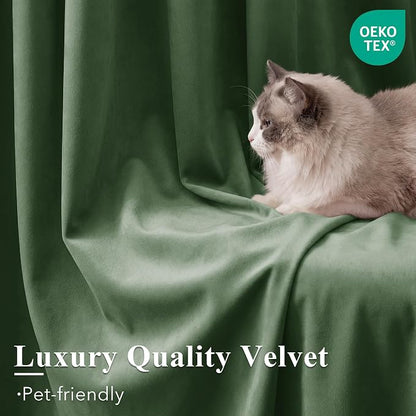 Emerald Green Velvet Thermal Curtains - Image 5
