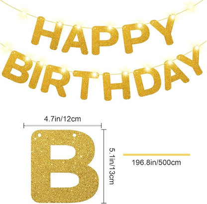 Glitter Gold Happy Birthday Banner - Image 2
