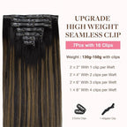 GOO GOO Clip in Hair Extensions Real Human Hair, Remy Human Hair Extensions Clip ins for Women, Natural Human Hair, 18inch 130g 7Pcs, 1B/6/1B Balayage Natural Black to Chestnut Brown