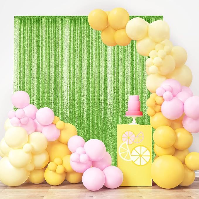 2×8FT-6PCS Apple Green Sequin Backdrop Curtains Panels, Photography Backdrop - Image 2