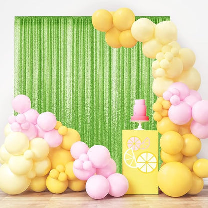 2×8FT-6PCS Apple Green Sequin Backdrop Curtains Panels, Photography Backdrop - Image 2