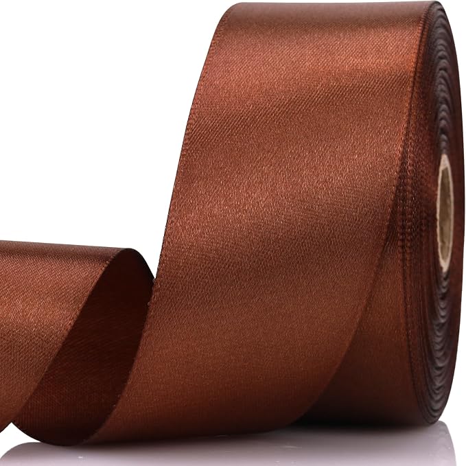 1-1/2 Inch 30 Yards Brown Solid Satin Ribbon by Unknown