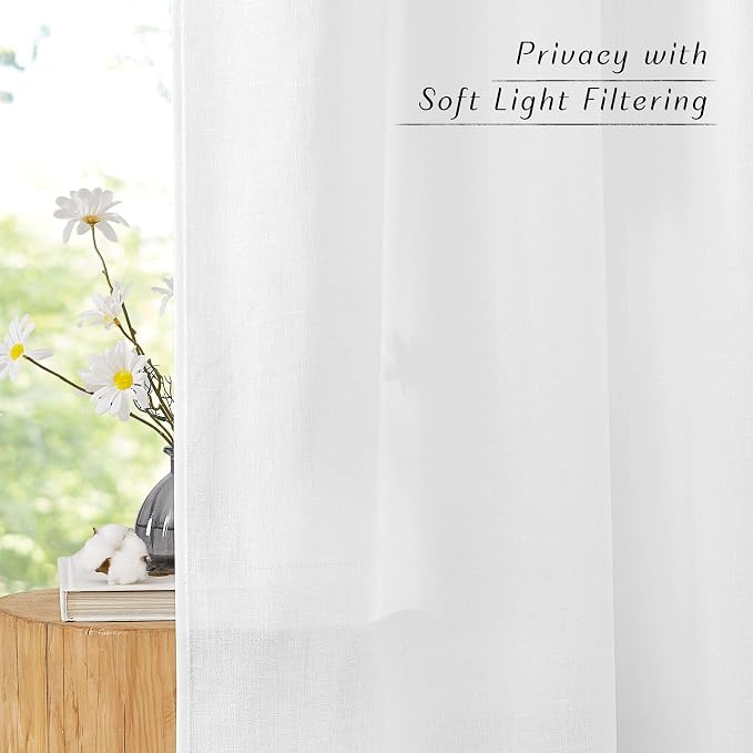 NICETOWN White Linen Curtains 102 inches Long - Image 3