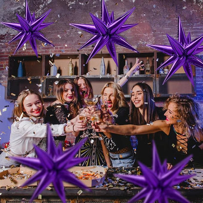 Purple Balloons Mylar Star Balloon 60Pcs Foil Spike Balloons Explosion Large - Image 7