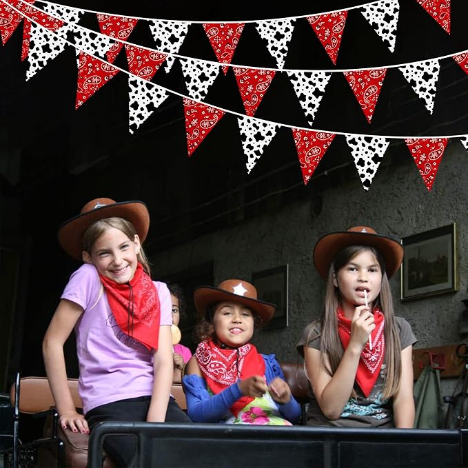 32Ft Western Cowboy Party Decorations Red Paisley Bandana Pennant Wild West - Image 4