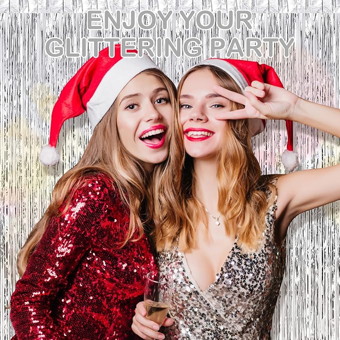 30 Pack Silver Foil Fringe Curtain Backdrop, 3.3x8.2 Feet Metallic Tinsel - Image 4