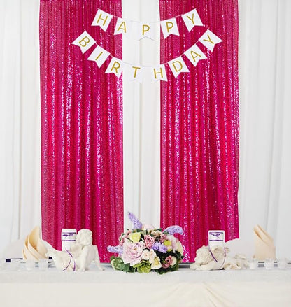 ShinyBeauty Fuchsia Sequin Backdrop Curtains 2 Panels Sequin Bakdrop 4X8Ft by ShinyBeauty