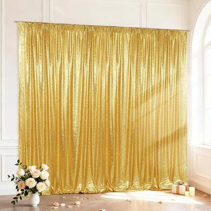 SquarePie 10x10ft Gold Sequin Backdrop, High Density Non-Transparent Glitter by SquarePie