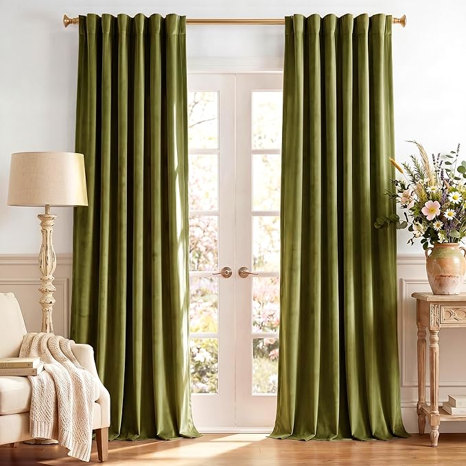 Olive Green Velvet Luxury Drapes by StangH