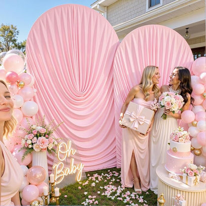 Pink Wedding Arch Backdrop Cover 7.2ft and 6ft Draped Arch Covers Stretchy - Image 3