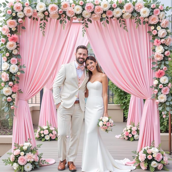 Asee'm Pink Backdrop Curtains Drapes - Image 6