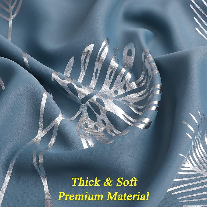 Stone Blue Blackout Curtains & Drapes 102 Inch Length 2 Panels Set - Image 5