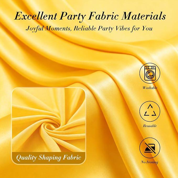 30 ft x 10 ft Wrinkle Free Yellow Backdrop Curtain - Image 7