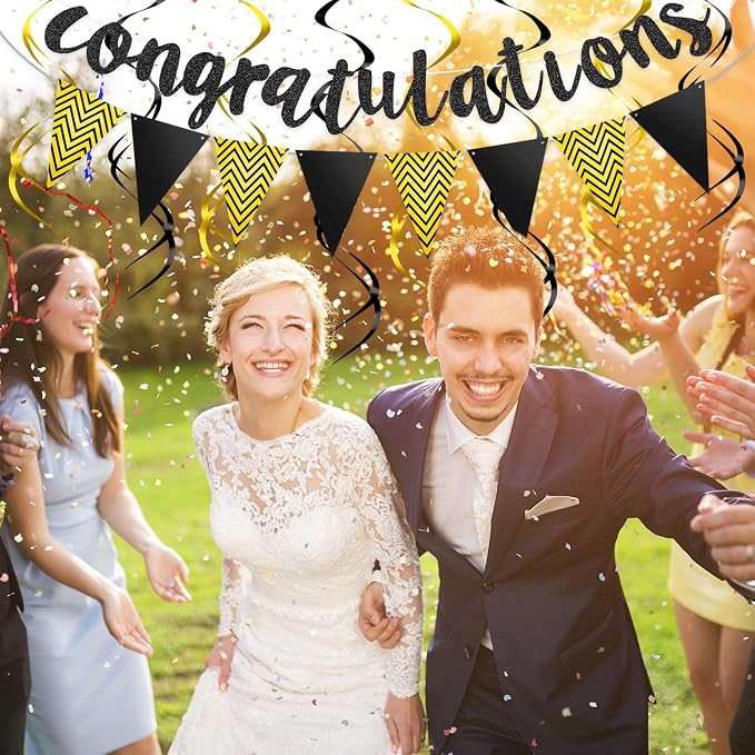 Outus Pre-strung Glitter Congratulations Banner Triangle Flag Banner - Image 5