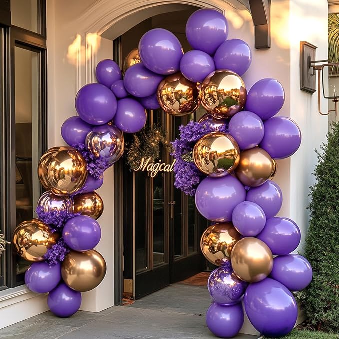 RUBFAC Purple Balloons Different Sizes Lavender Purple Balloon Arch 129pcs | - Image 7