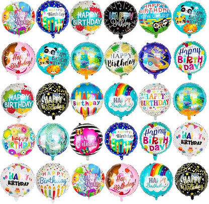 100 Pcs Happy Birthday Foil Balloons, 18IN Round Birthday Mylar Balloons by ZHWKMYP