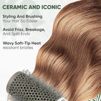 Round Brush for Blow Drying, 53mm / 2.1 Inch Large Barrel with 2 Clips – Nano Ionic Thermal Ceramic Round Hair Brush for Volume, Big Curls & Smooth Styling Heat Resistant Nylon Bristles