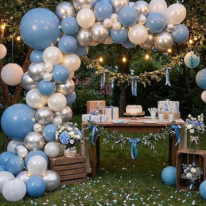APLANET 150pcs Dusty Blue Balloons Different Sizes 18 12 10 5 Inch Slate Blue - Image 5
