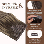 GOO GOO Clip in Hair Extensions Real Human Hair, Remy Human Hair Extensions Clip ins for Women, Natural Human Hair, 24inch 140g 7Pcs, #4/26/4 Balayage Chocolate Brown to Honey Blonde