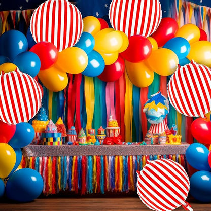 12 Pcs Red and White Striped Balloons, 18 Inch Carnival Balloons Halloween Foil - Image 4