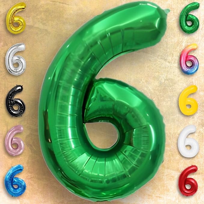 Green Number Balloon 6 Mylar Foil Balloons 16 inch - Image 4