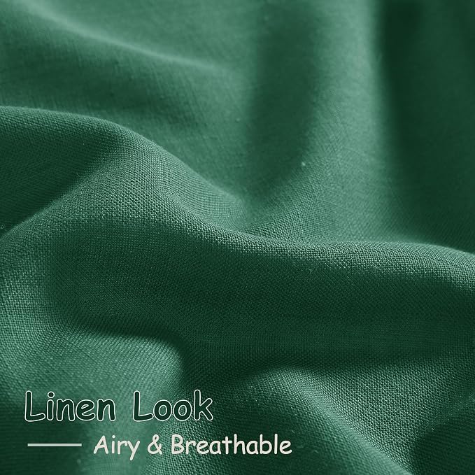 Dark Green Linen Curtains 90 Inch Long 2 Panels Set - Image 5