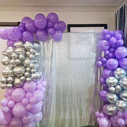 Purple Silver Balloons, 12 Inch Metallic Purple Silver Balloons Light Purple - Image 7