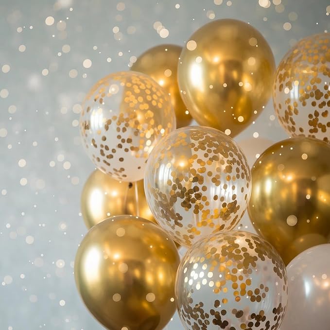 Mr. Pen- Gold Confetti Balloons, 12 Inch, 54 Pack | Latex Metallic Gold Balloons - Image 5
