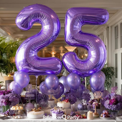RainbowQ Purple 25 Balloon Number 40 Inch 0-40 Foil Large Balloons | Big Mylar - Image 3