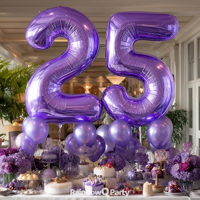 RainbowQ Purple 5 Balloon Number 40 Inch 0-40 Foil Large Balloons | Big Mylar 5 - Image 5