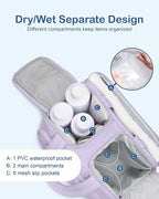 TOPDesign Travel Toiletry Bag for Women, Puffer Large Toiletry Bag, Lightweight Cosmetic Makeup Organizer with Handle for Traveling, Accessories, Essentials, Toiletries (Light Purple)