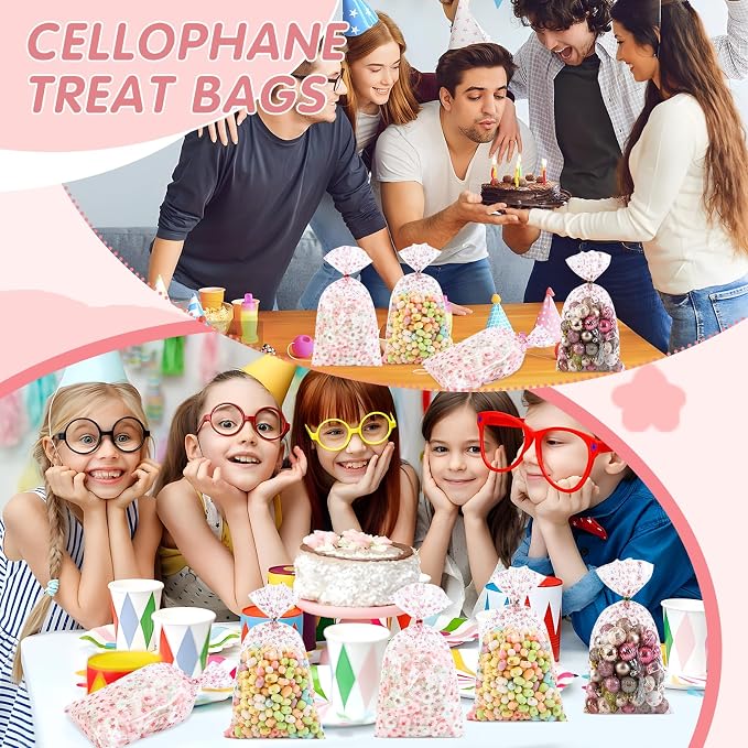 COQOFA 100 Pcs 7X12" Cello Cellophane Gift Treat Bags Party Favor bags Clear - Image 7