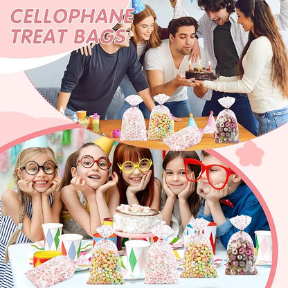 COQOFA 100 Pcs 7X12" Cello Cellophane Gift Treat Bags Party Favor bags Clear - Image 7