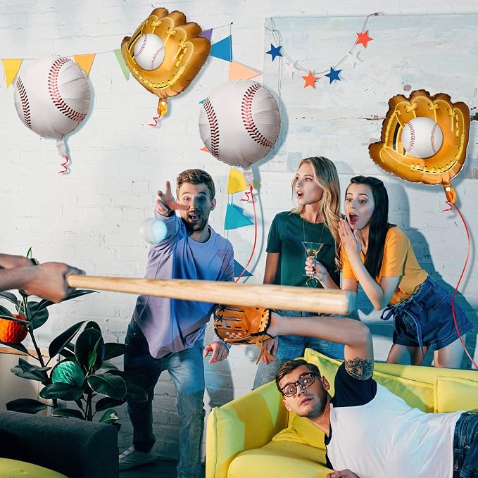 Skylety 8 Pcs Baseball Balloons Baseball Foil Glove Balloon Birthday Party - Image 5