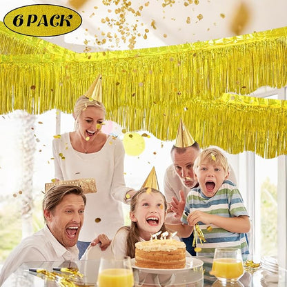LOLStar Gold Foil Fringe Tinsel Garland, Tinsel Streamers Banner, 6 Pack | 60Ft - Image 4
