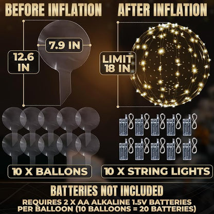 Light Up Balloons 10 Pack, 20 Inch Clear Balloons - Image 2
