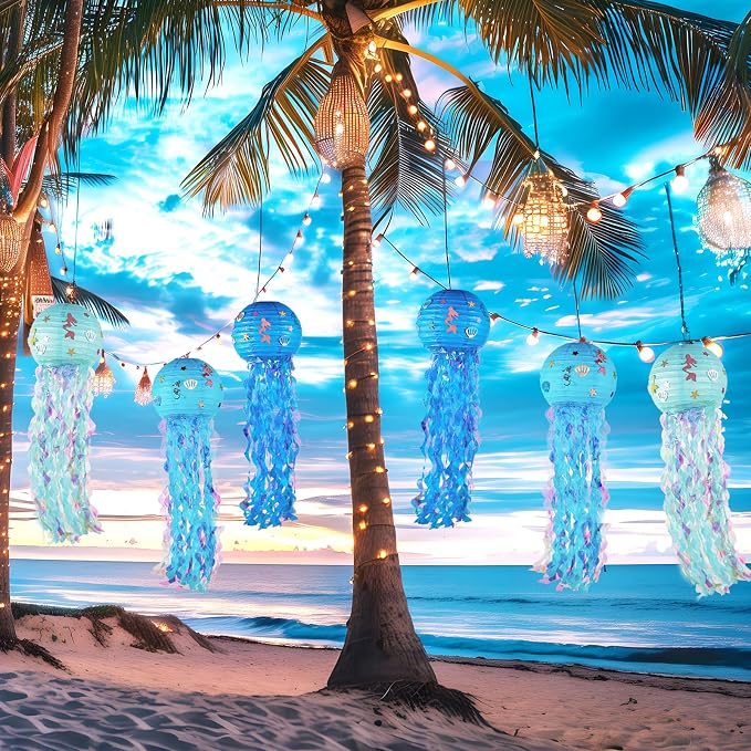 OBXT 12" Blue Jellyfish Lanterns - Image 6