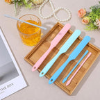 6PCS Non-Stick Wax Spatulas Set, Reusable Silicone Spatula Waxing Applicator for Hair Removal Body Home Salon Use (Pink Blue Gray Green)
