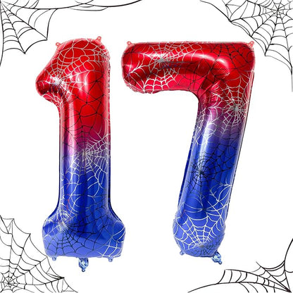 40 Inch Spider Theme Number Foil Balloons, Large Number 17 Balloons by TNCDJKPA
