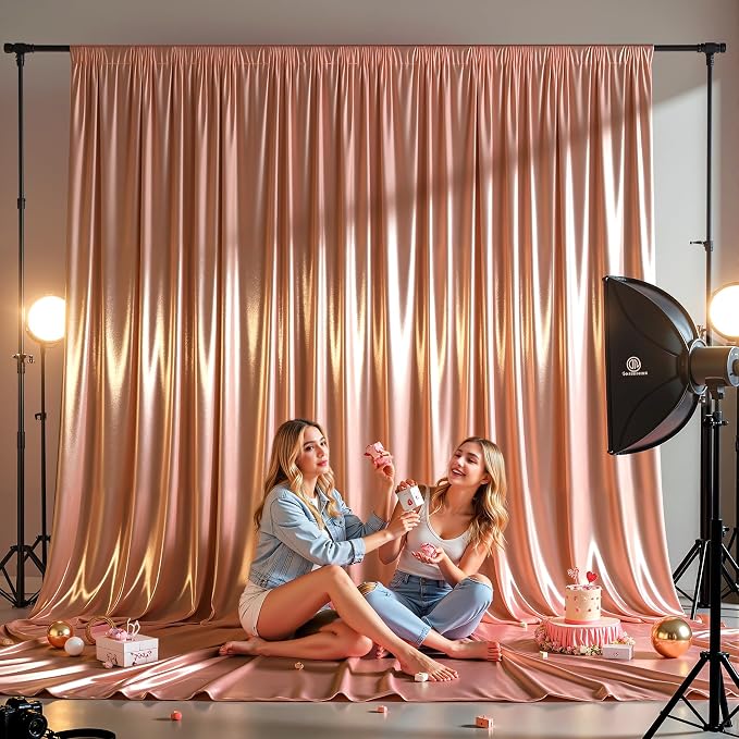 20x10ft Rose Gold Glitter Backdrop Curtain - Image 5