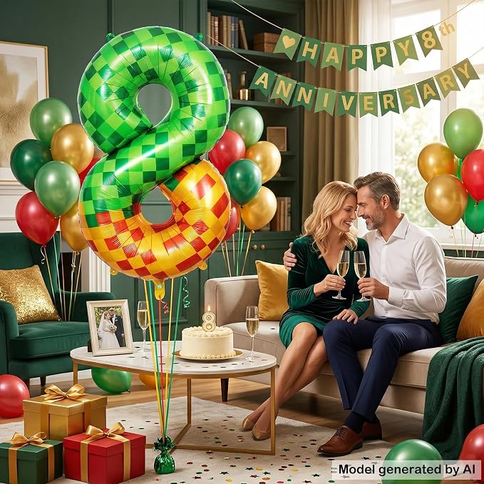 40 Inch Pixelated Number 8 Foil Balloon - Image 5