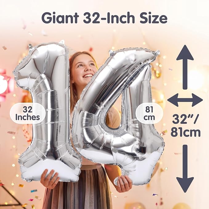 Number 14 Balloon Foil Mylar Balloons - Image 3